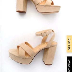 Lulus Selah Nude Suede Ankle Strap Heels💛
